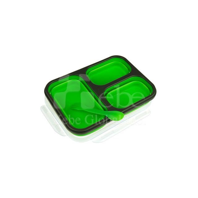 绿色三格塑胶订做便当盒