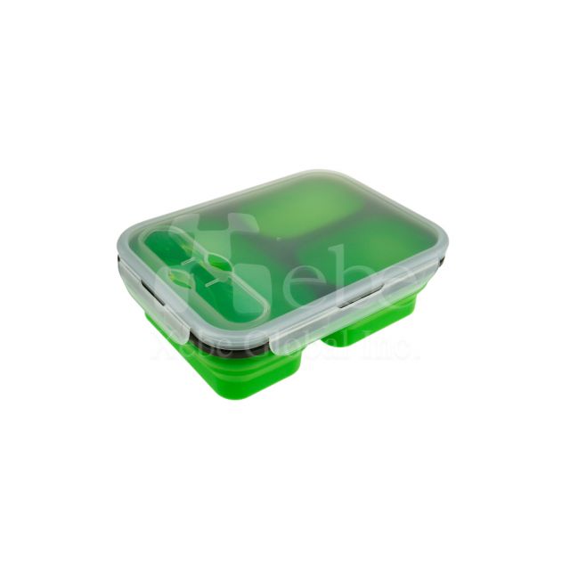 绿色三格塑胶订做便当盒