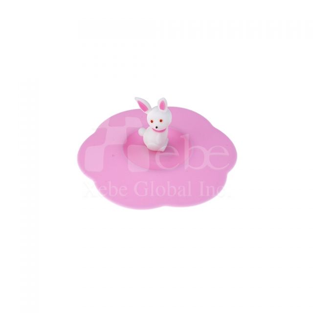 粉红小白兔造型定制杯盖