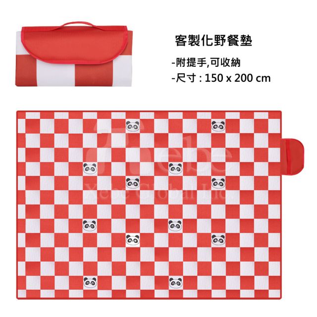 红白格纹可折叠野餐垫 野餐垫定制