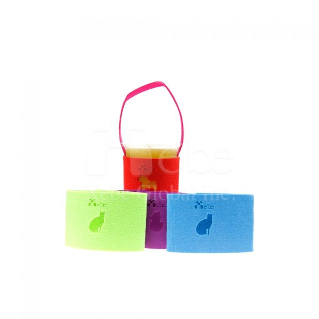 糖果色镂空Logo羊毛毡饮料提袋定制 宣传礼品