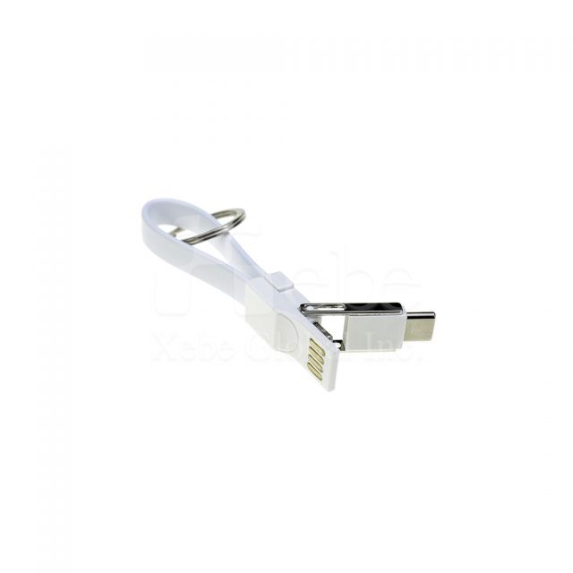 纯白可收纳定制手机USB充电线 