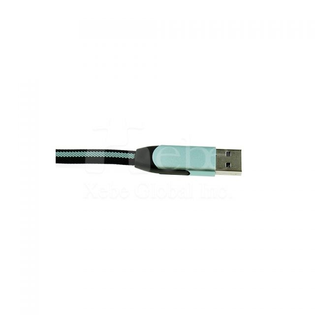 绿色旋转头设计定制手机USB充电线