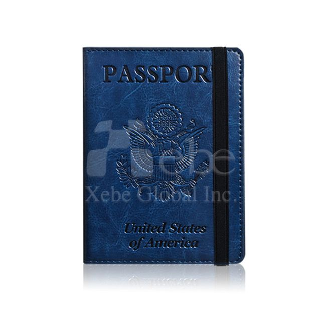 深蓝色定制束带护照夹