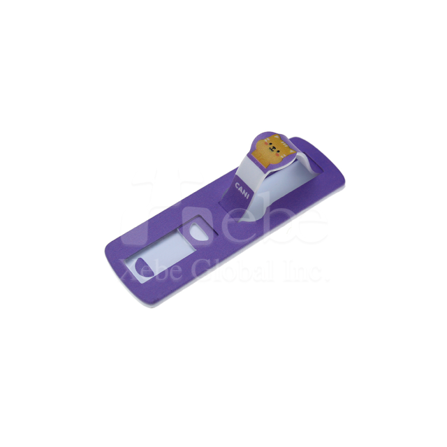 紫色熊熊背贴式定制手机指支架