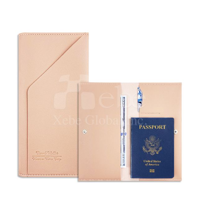 樱花粉长版护照夹 多功能定制护照套