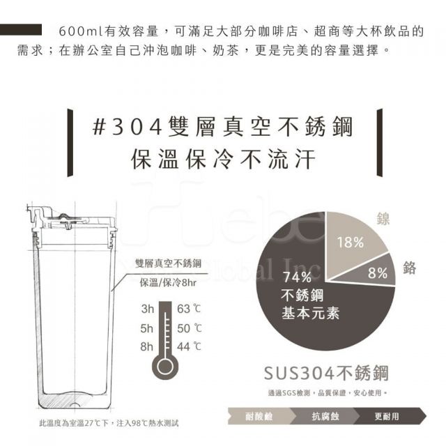 不鏽钢手提咖啡杯 定制保温瓶