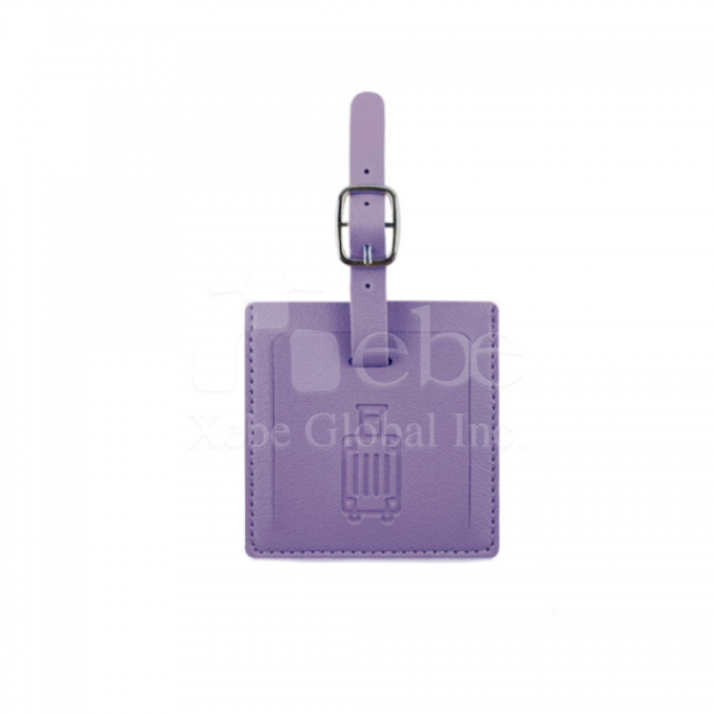 紫色方形皮革行李牌