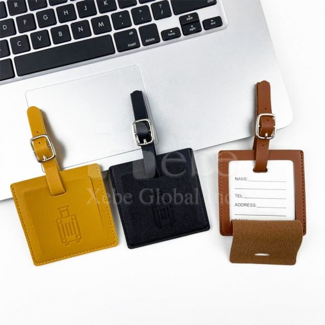 紫色方形皮革行李牌