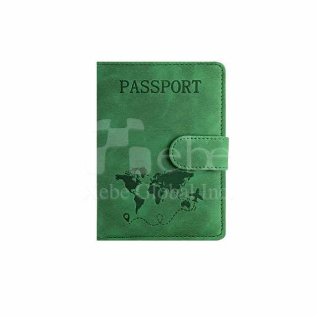 绿色PU皮革定制护照套