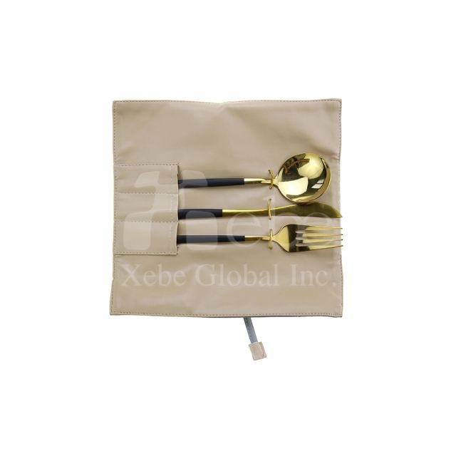 墨绿色皮革便携餐具组