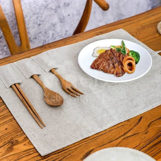 木製定制便携餐具 木头餐具三件组