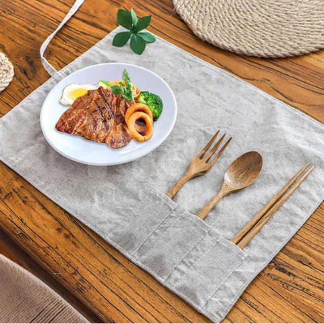 木製定制便携餐具 木头餐具三件组