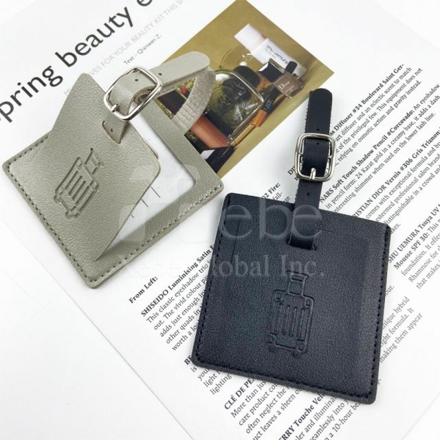 粉色皮革方形行李牌