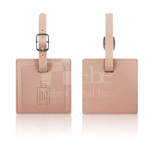 粉色皮革方形行李牌
