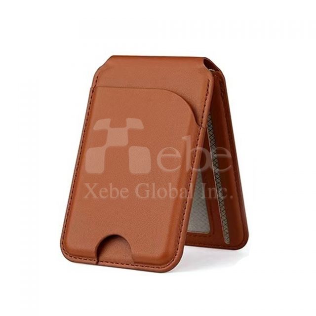 棕色磁吸卡套手机支架定制