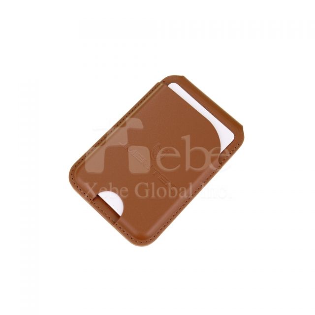 棕色磁吸卡套手机支架定制