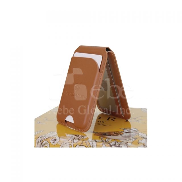 棕色磁吸卡套手机支架定制