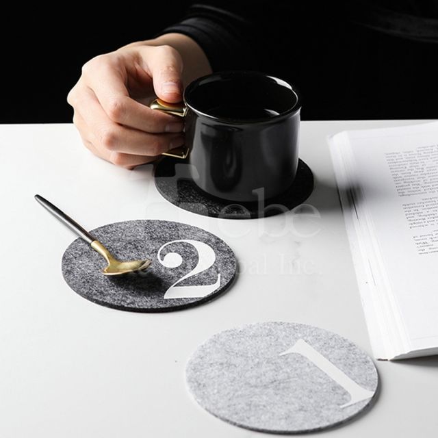 数字羊毛毡定制杯垫