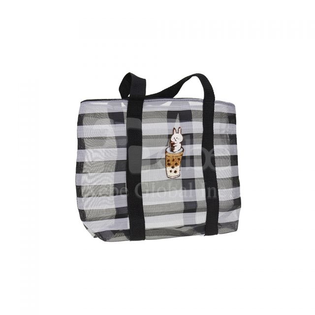 可爱动物条纹网纱手提袋