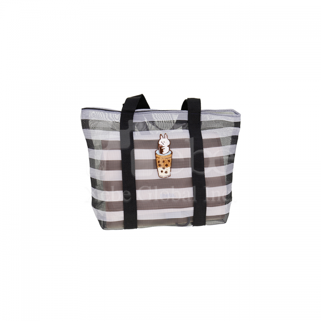 可爱动物条纹网纱手提袋
